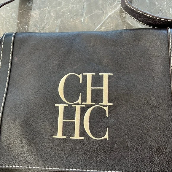 Vintage Carolina Herrera CH Brown Crossbody Messenger Bag